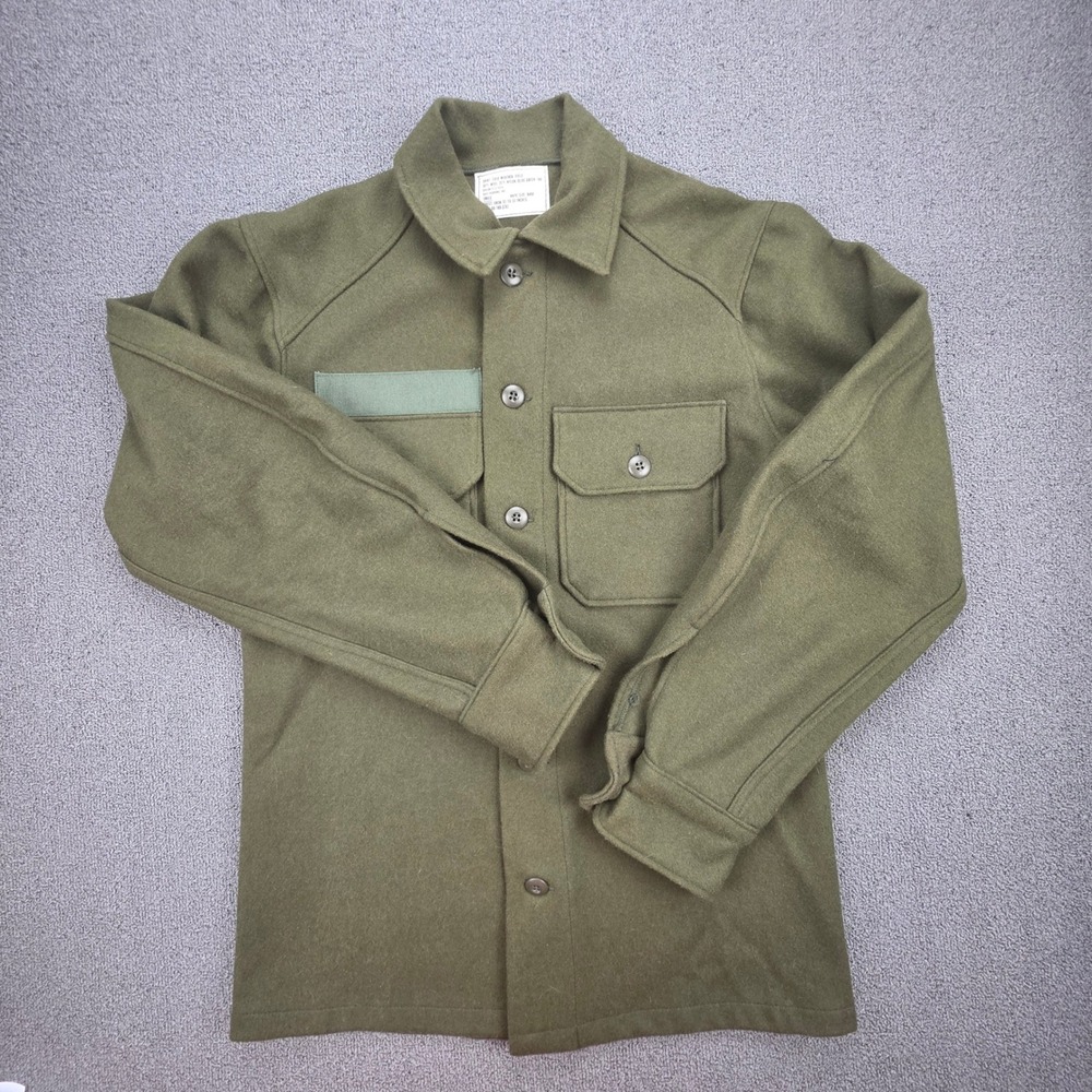 US Military OG-108 Cold Weather Field Shirt Mens Olive Green Wool Nylon Small‎